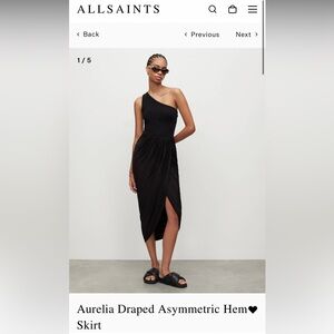 AllSaints Aurelia Draped Asymmetrical Hem Skirt NWT